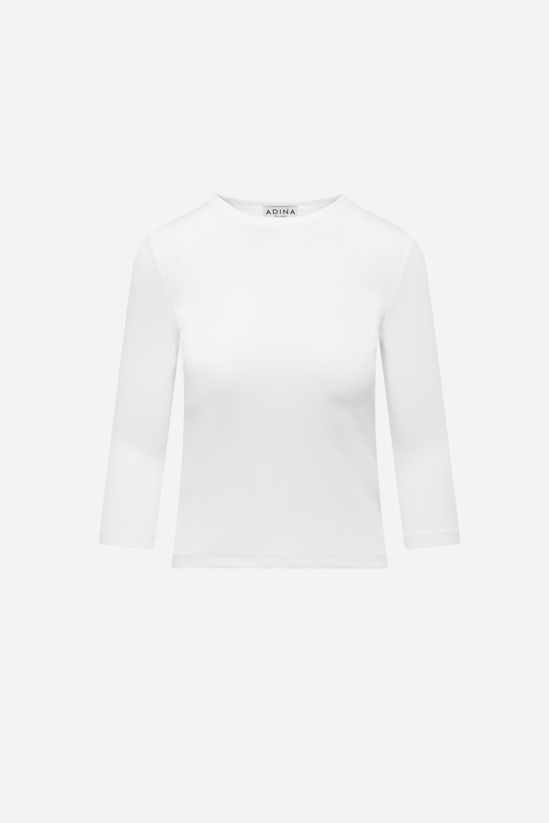 Adina 3/4 Ribbed Crew Neck Top