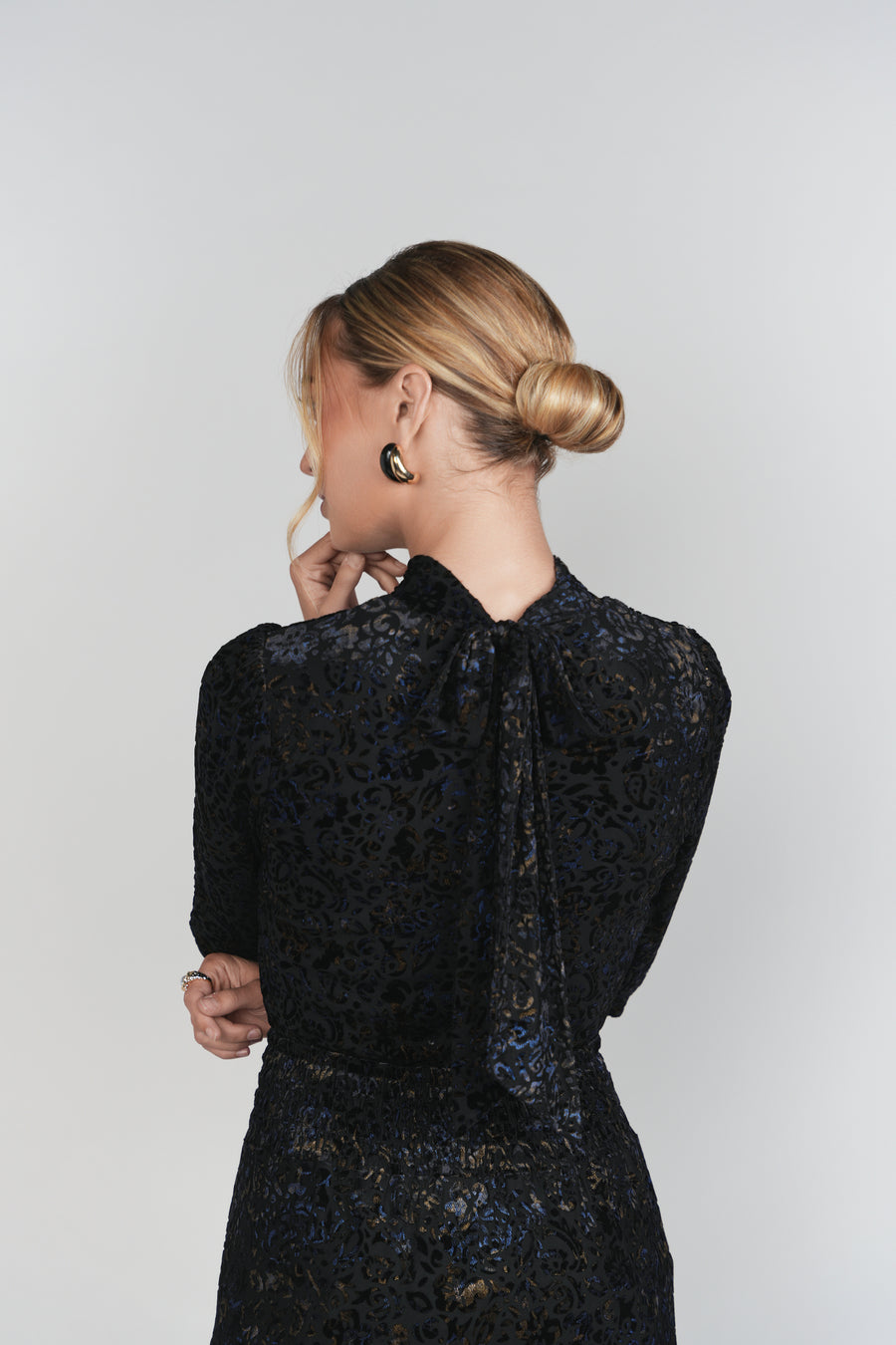 Adina Olivia Black Shimmer Midi Dress