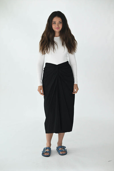 Latitude Twist Waist Solid Skirt