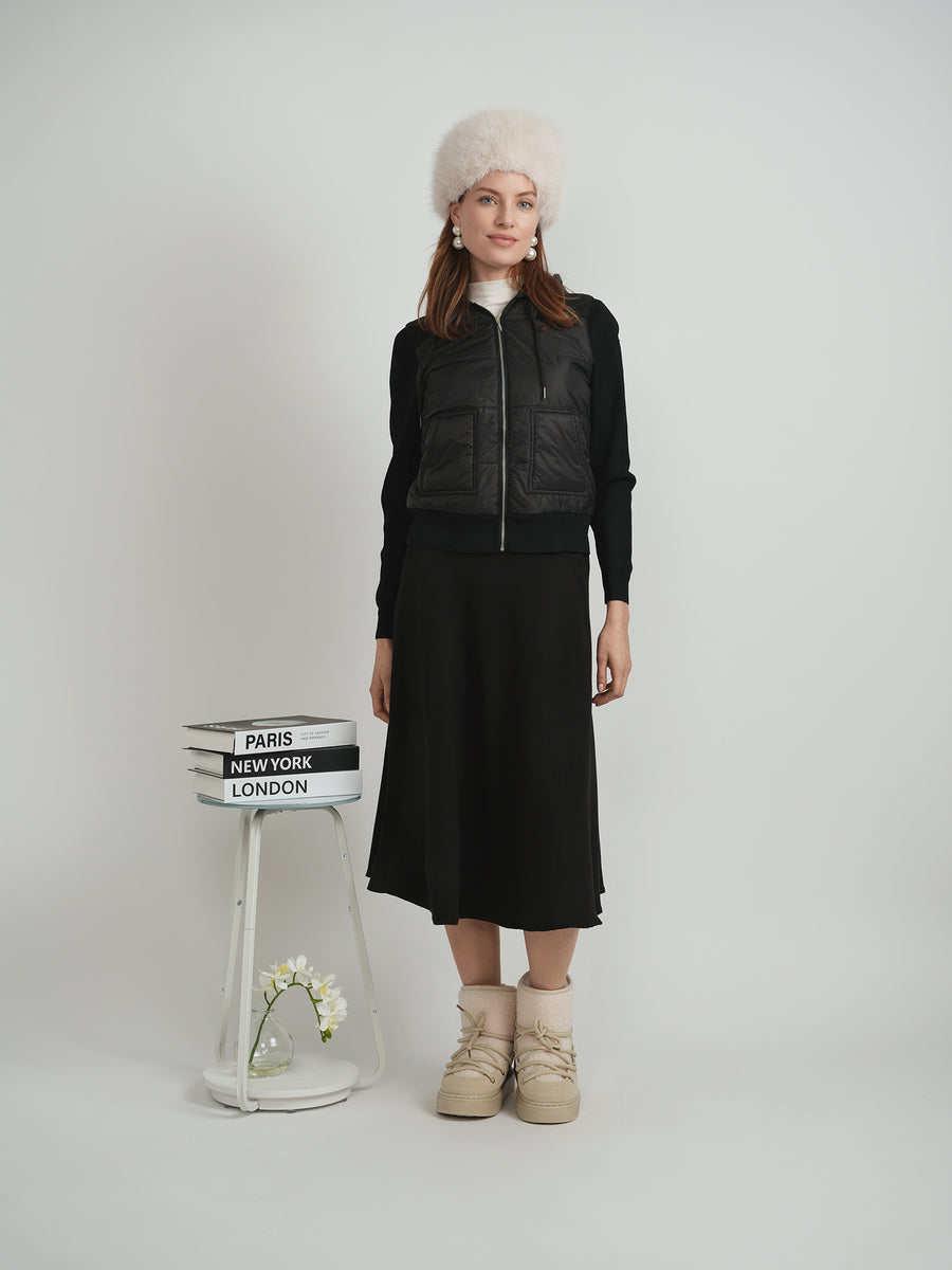 Qew Knit Quilted Hooded Jacket