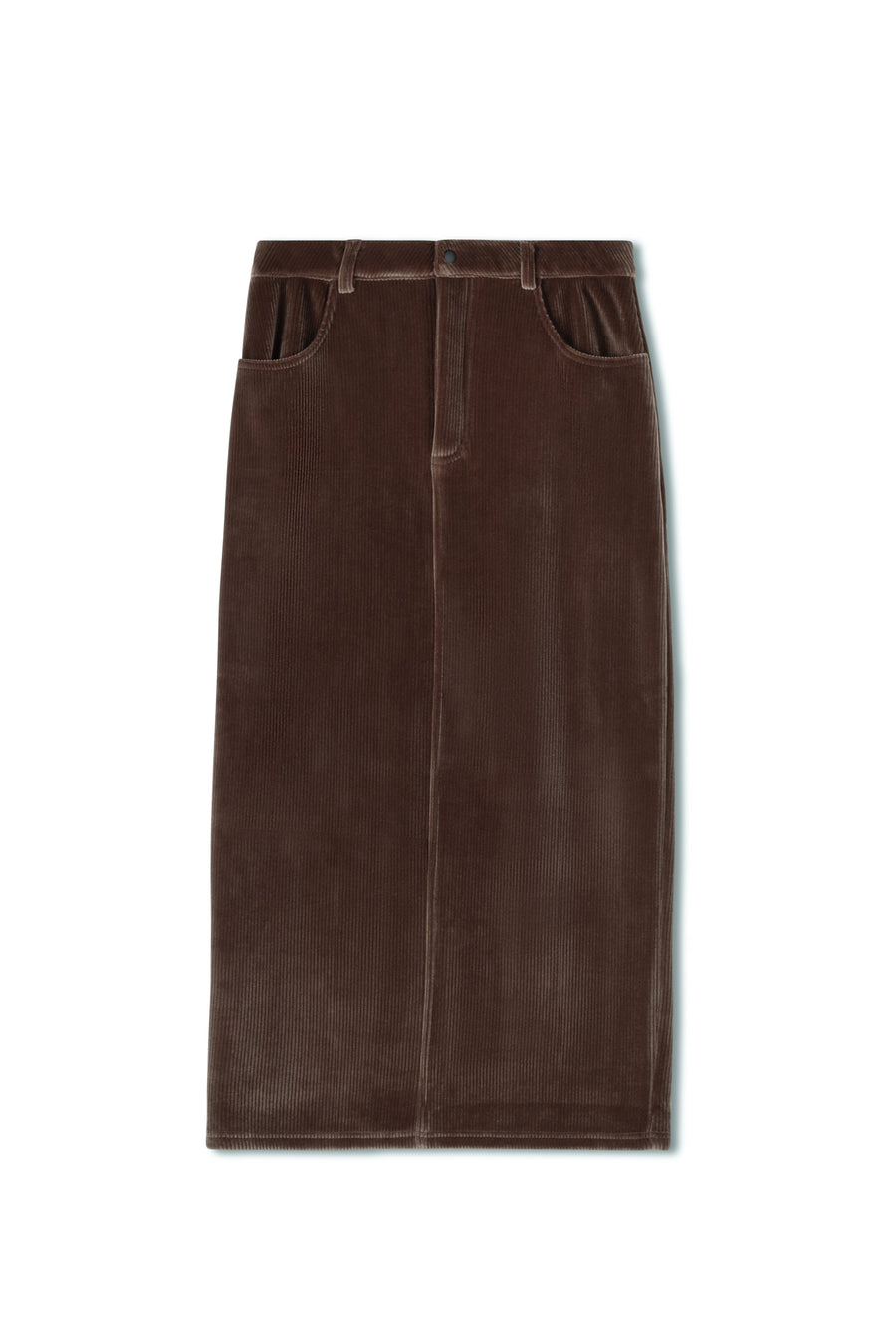 Point Ribbed Velour Maxi Skirt(coordinating jacket)