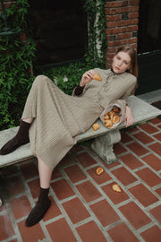 Point Champagne Metallic Knit Bow Cardigan
