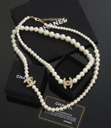 FHTH CC Pearl and Rhinestone Necklace 36” Length