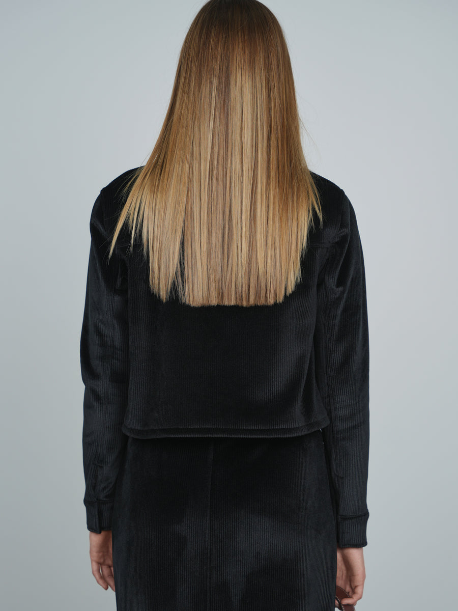 Point Ribbed Velour Jacket(coordinating skirt)