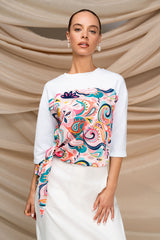 Luum Sandra Paisley Cotton/Silk Side Tie Top