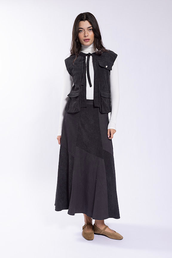 Static Corduroy Tie Top Vest (coordinating skirt)