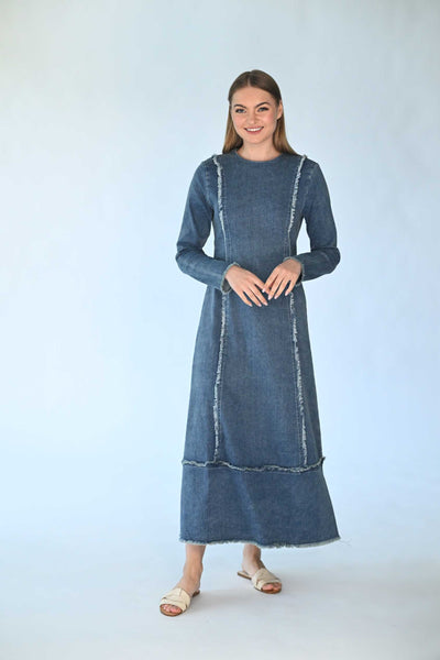 Concept Denim Frayed Dress