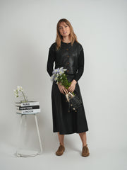 Versatile Black Leather Cropped Combo Jacket