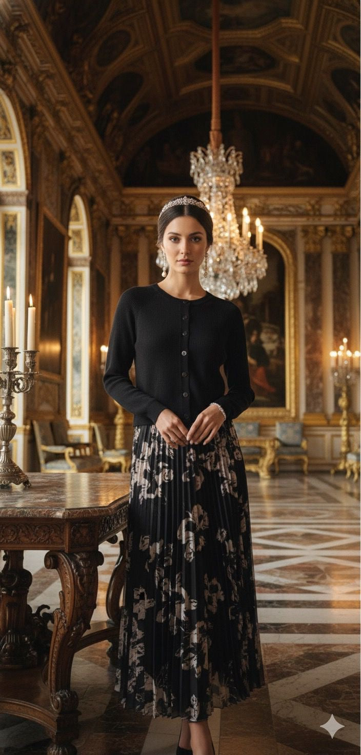 NYC Factory Pleated Midi Jumper with Cardigan