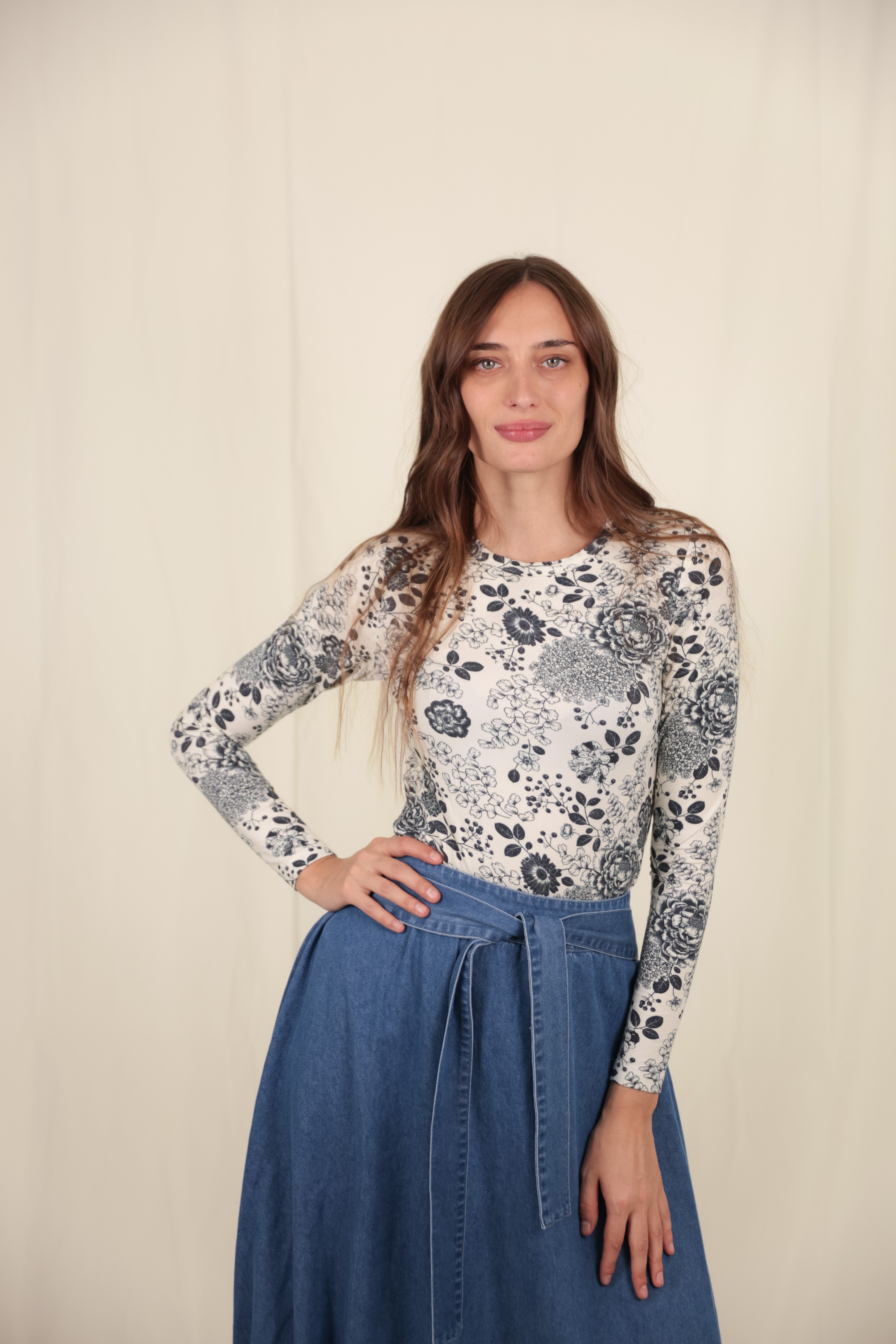 Byrd Black and White Floral Top