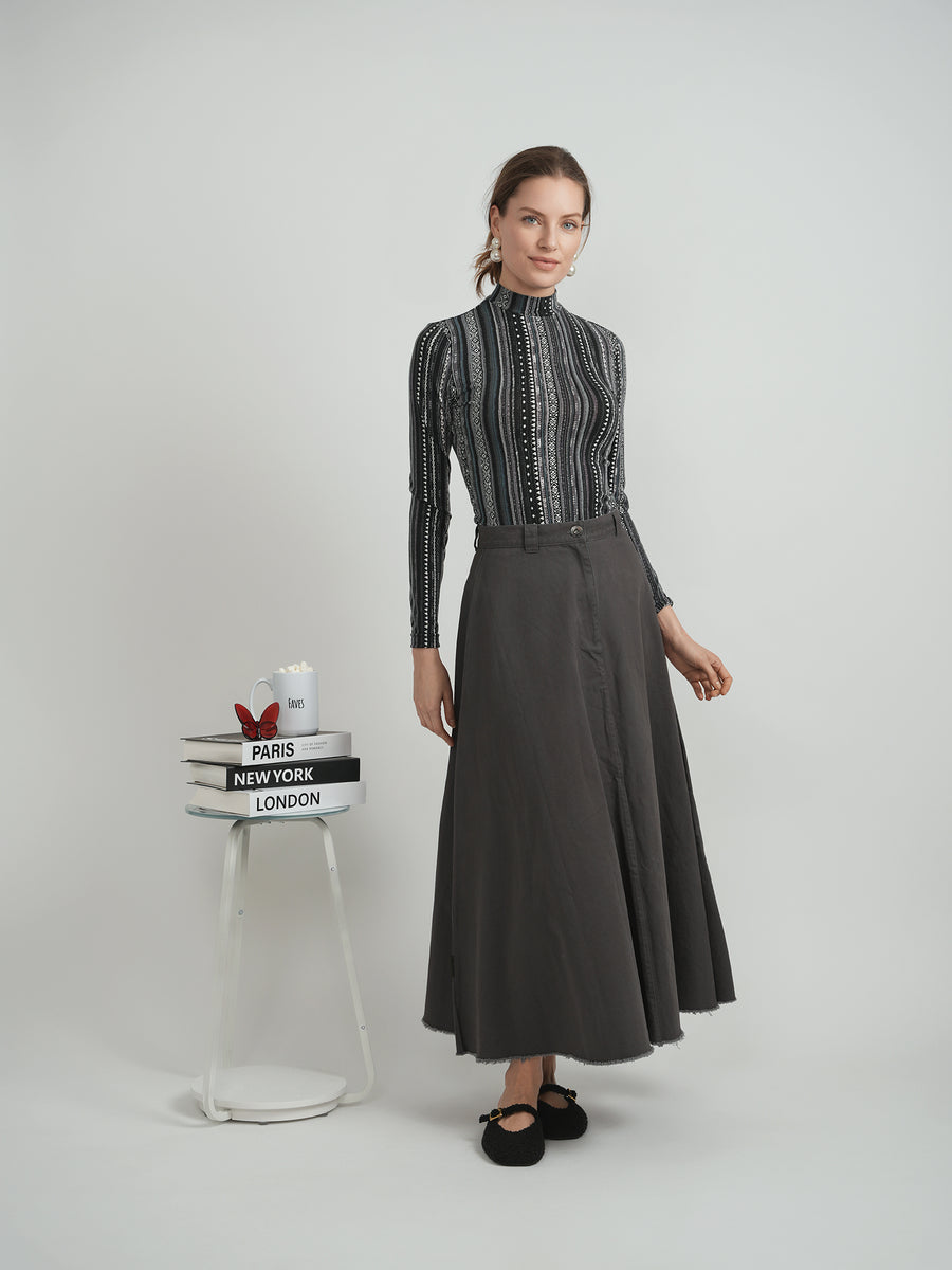Riff Printed Mock Neck Turtleneck