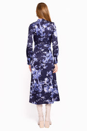 Nina Navy Floral Satin Dress