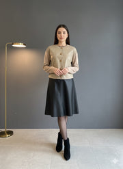 Versatile Oatmeal Cropped Leather Combo Jacket