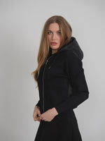 Qew Knit Quilt Hooded Jacket