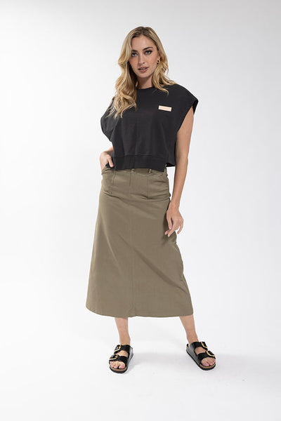 Monn Stretch Twill Aline Skirt