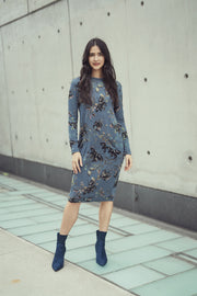 Japparel Alice Denim Floral Dress with Pockets