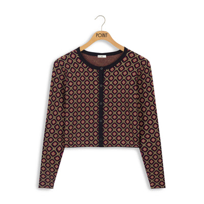 Point Cropped Jacquard Cardigan Geo (coordinating skirt)