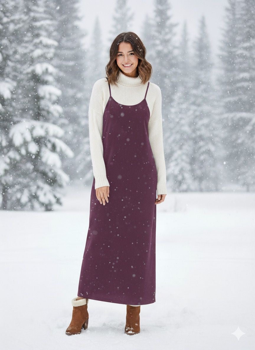 Point Sueded Straight Slip Dress