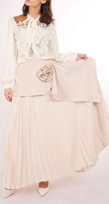 Beulah Flower Ruffle Wrap and Pleat Skirt