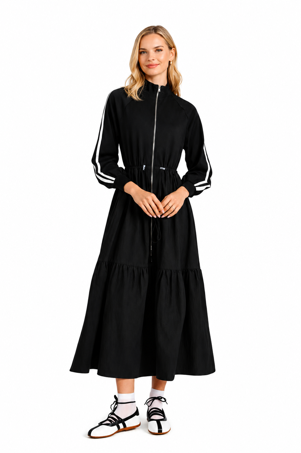 Lunella Glacia Drawstring Maxi Dress With Cotton Tiered Bottom From Head To Hose Lunella Glacia Drawstring Maxi Dress With Cotton Tiered Bottom From Head To Hose