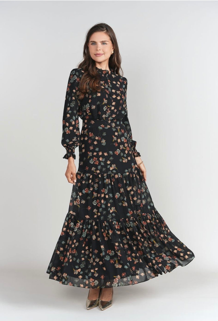 Adina Zoe Winter Roses Maxi Dress