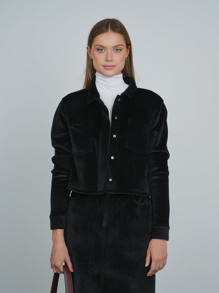 Point Ribbed Velour Jacket(coordinating skirt)