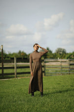 Mima Rosso Taupe Knit Contrast Maxi Dress