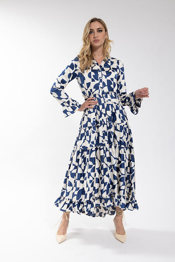 Static Geo Print Tiered Dress