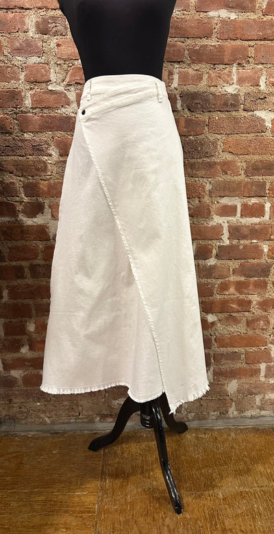 Faves White Denim Wrap Skirt