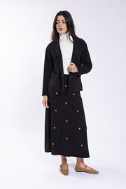 Static Floral Embroidered Corduroy Skirt (coordinating vest)