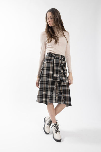 Latitude Plaid Sleeve Tie Skirt