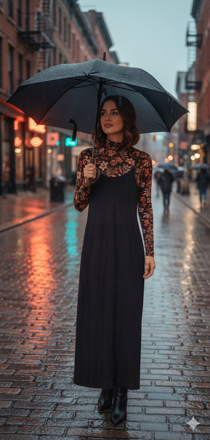 Point Blurred Floral Mock Neck Top