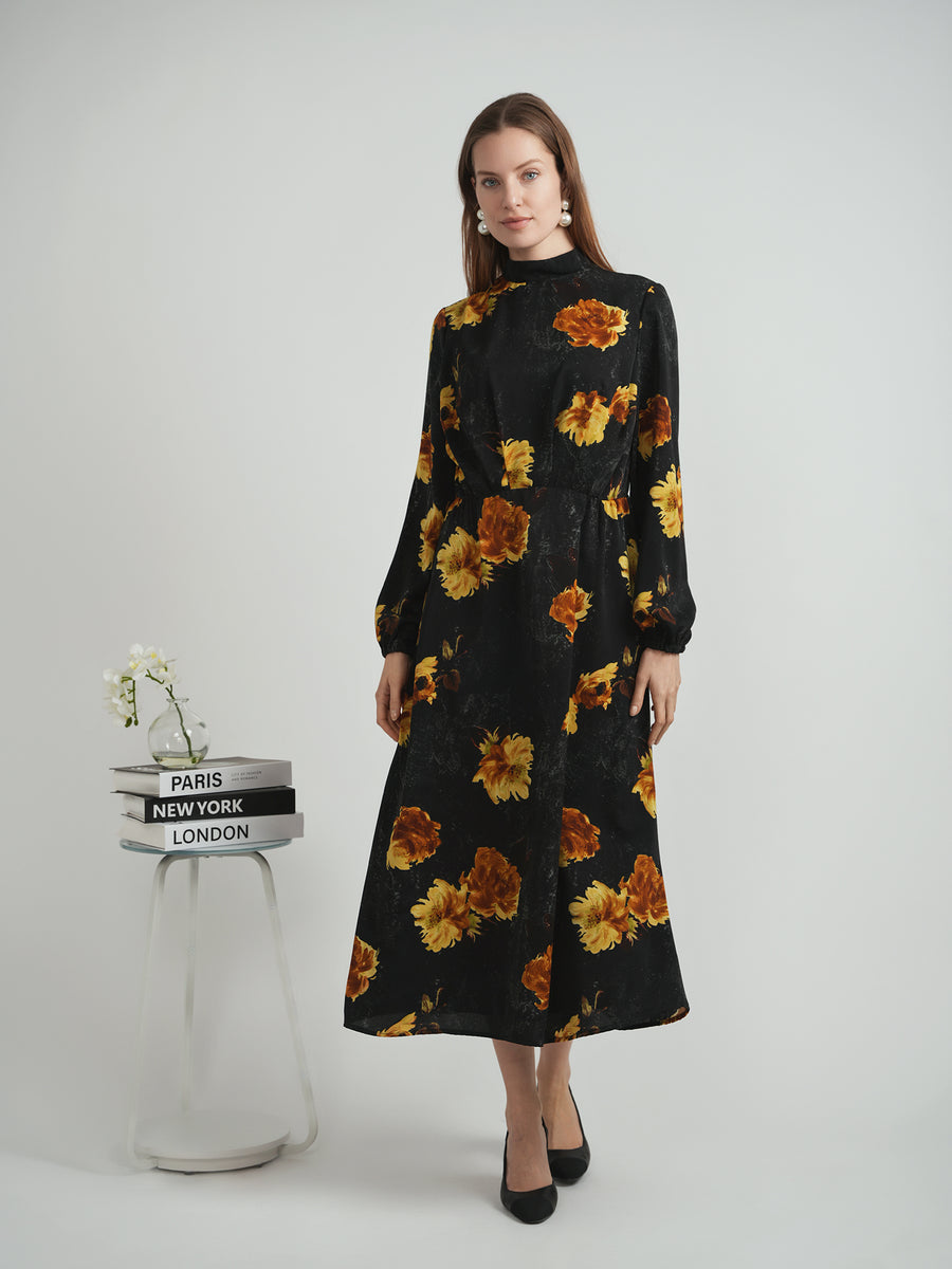 Blue Moon Floral Elastic Waist Dress