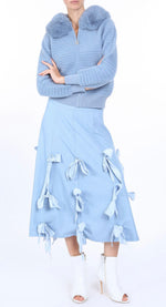 Beulah Light Blue Bows Skirt