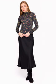 Nina Black Floral Turtleneck