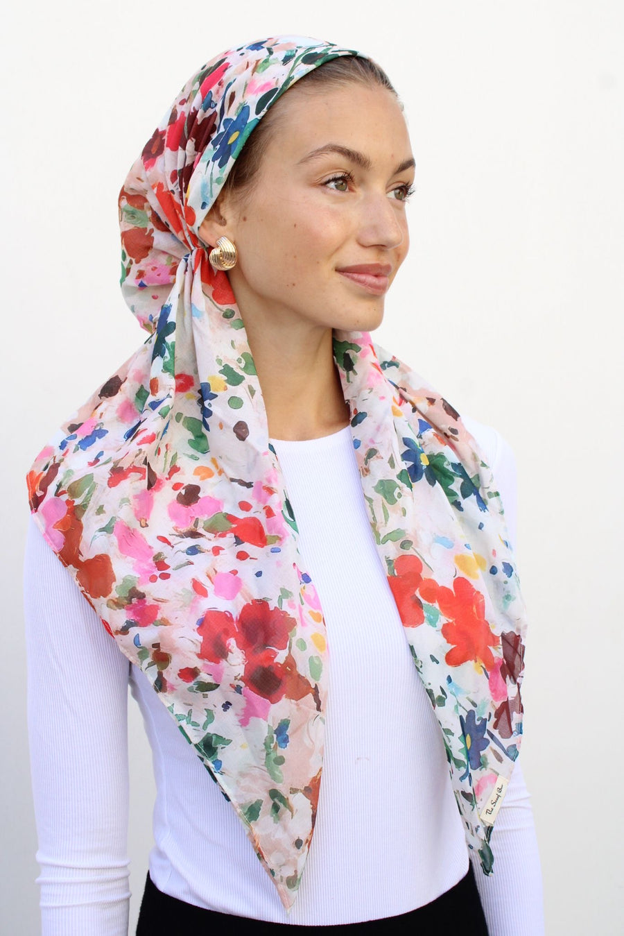 The Scarf Bar Splatter Paint Flower Pre Tied with Velvet Grip