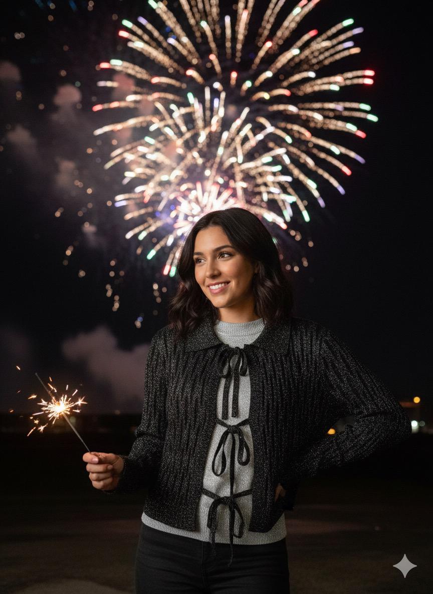 Point Black Metallic Knit Bow Cardigan