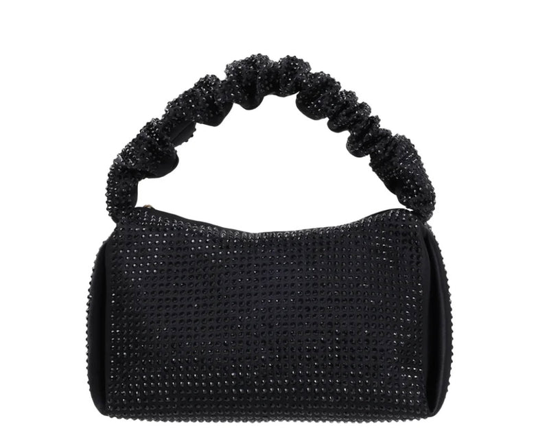 Sondra Roberts Satin Rhinestone Embellished Bag with Scrunched Handle Detail