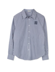 Point Navy Stripe  Fitted Button Up Shirt