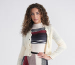 Front Row Scallop Knit Crochet Cardigan with Long Sleeves