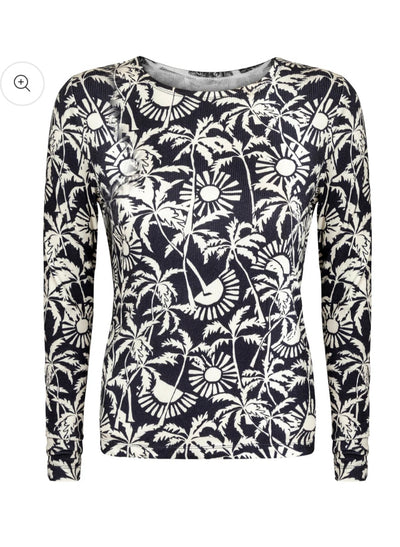 Point Printed Palm Tree Crew Top