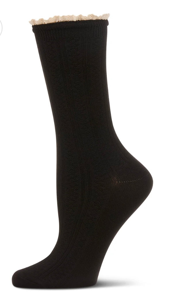 Memoi Praire Lace Crew Sock