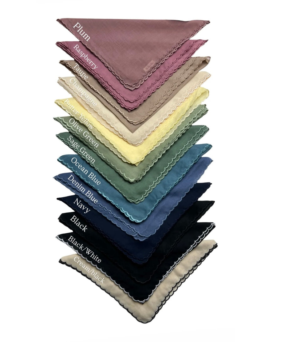 The Scarf Bar Cotton Scalloped Bandana Champagne