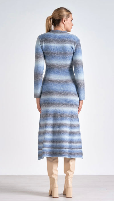 Elan Midi Blue Black Space Dye Midi Dress