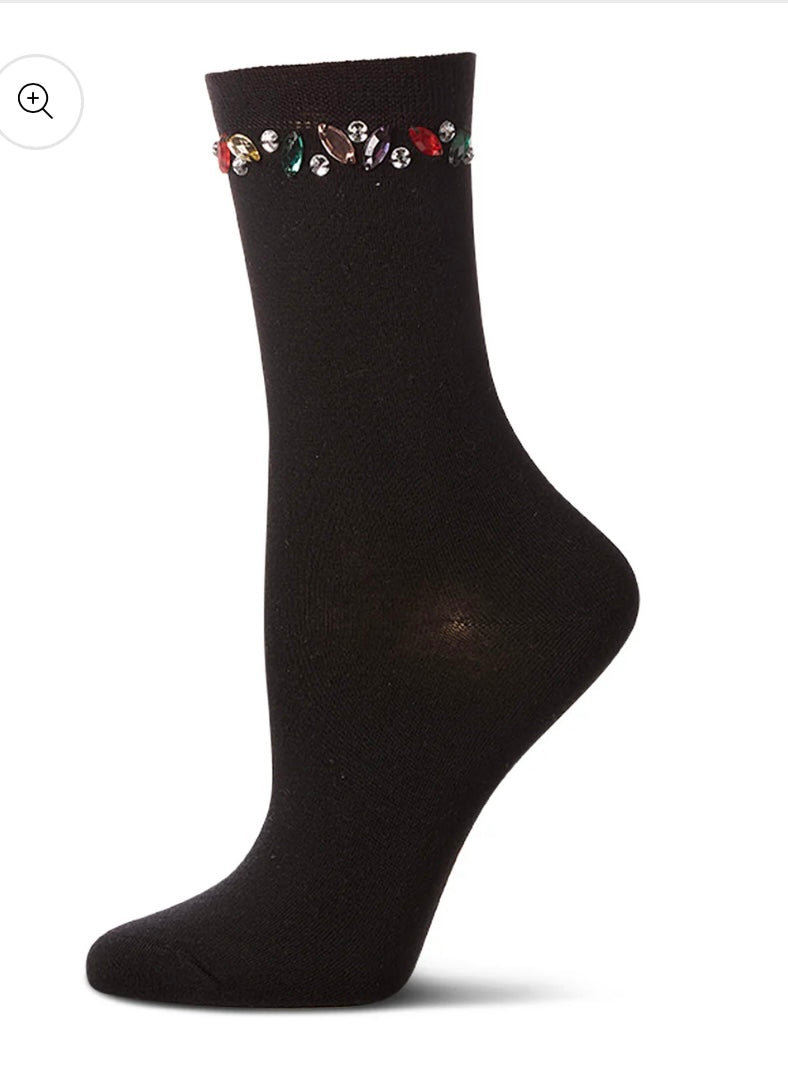 Memoi Tossed Gems Crew Sock