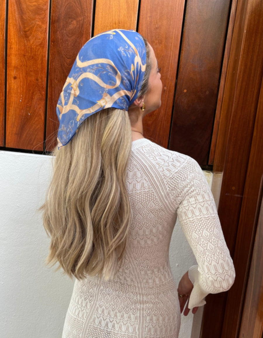 The Scarf Bar Slate Blue Chain Bandana