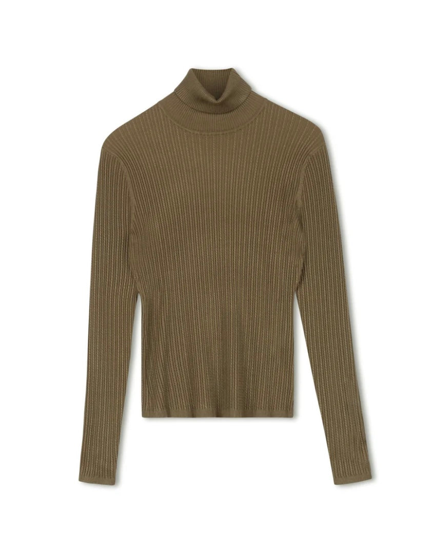 Point Long Sleeve Rib Basic Turtleneck