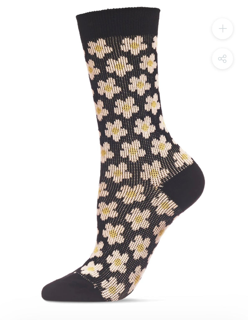 Memoi Vintage Sweet Daisy Crew Sock