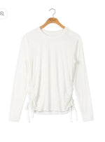 Point Long Sleeve Side Ruched Top