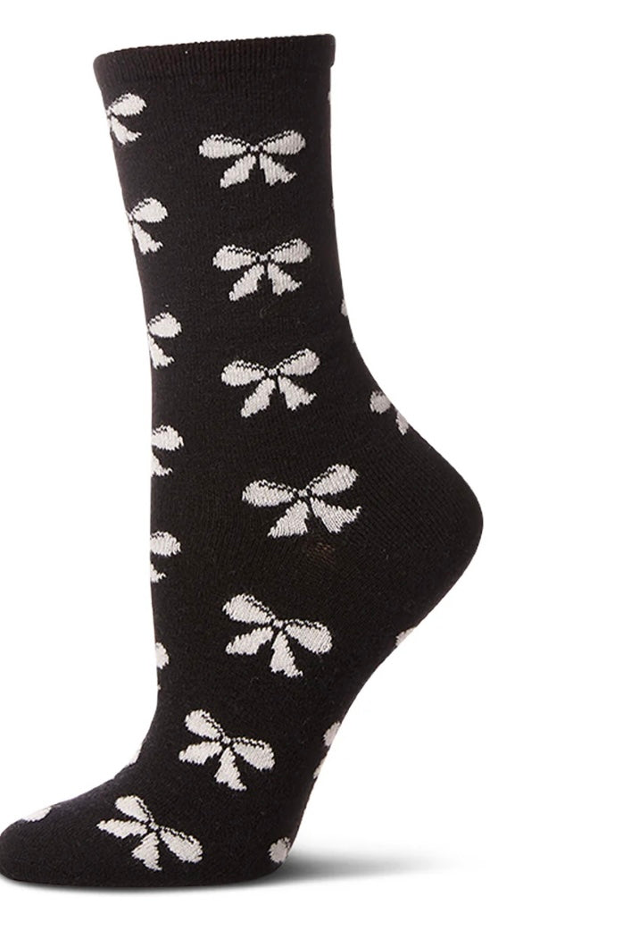 Memoi Bows Cashmere Blend Crew Sock